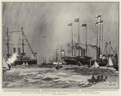 La partida del Rey de Cowes, el yate real partiendo hacia Portsmouth de Charles Edward Dixon